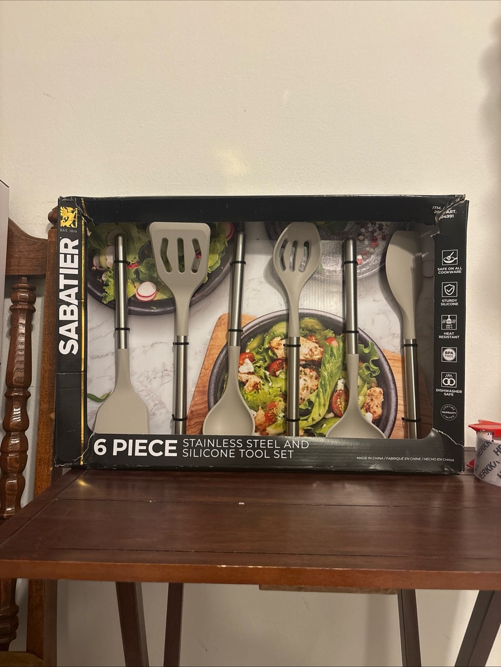 6-Piece Stainless Steel & Silicone Serving Utensil Set - Gray